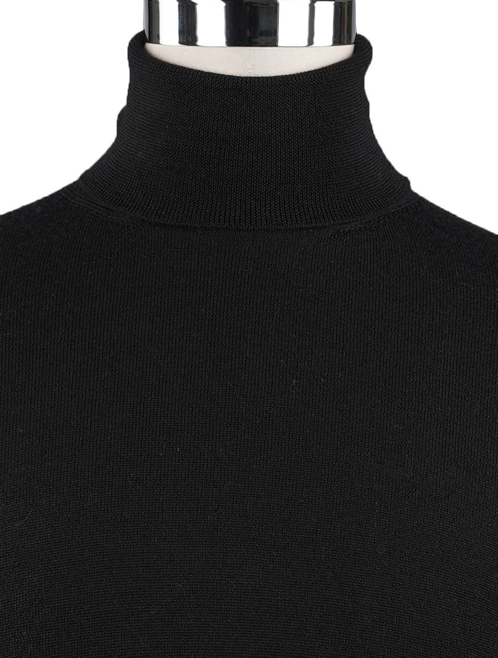 Isaia Black Wool Sweater Turtleneck