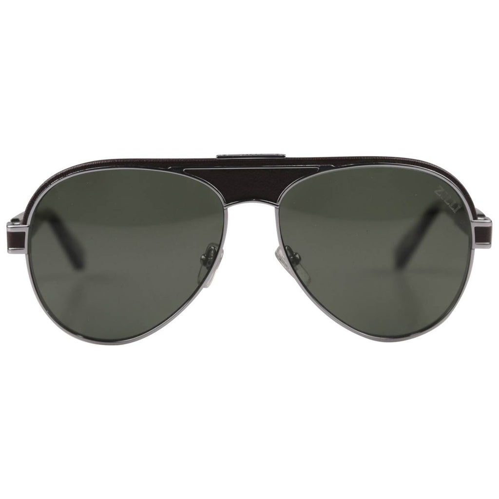 Zilli Zilli Brown Silver Titanium Acetate Inserts Leather Sunglasses Mod. Clark Brown/Silver 000
