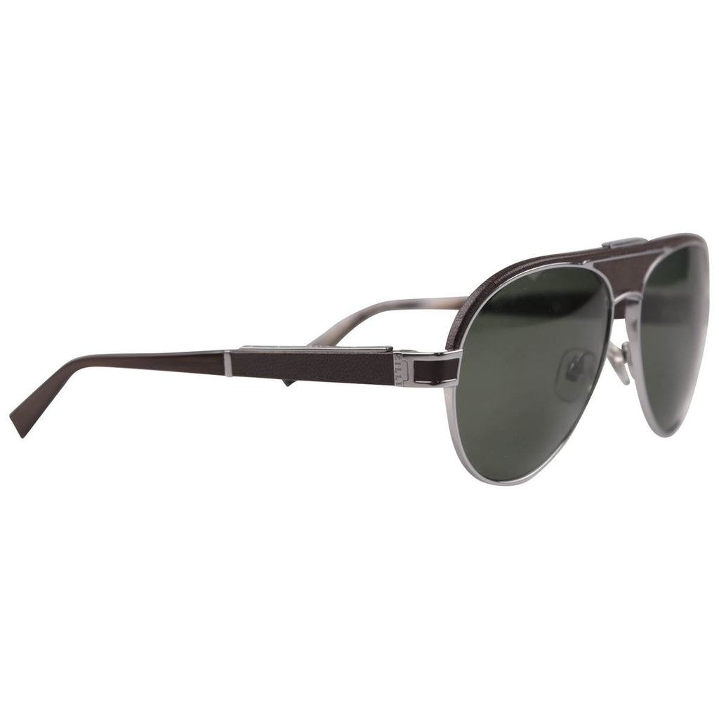 Zilli Zilli Brown Silver Titanium Acetate Inserts Leather Sunglasses Mod. Clark Brown/Silver 001
