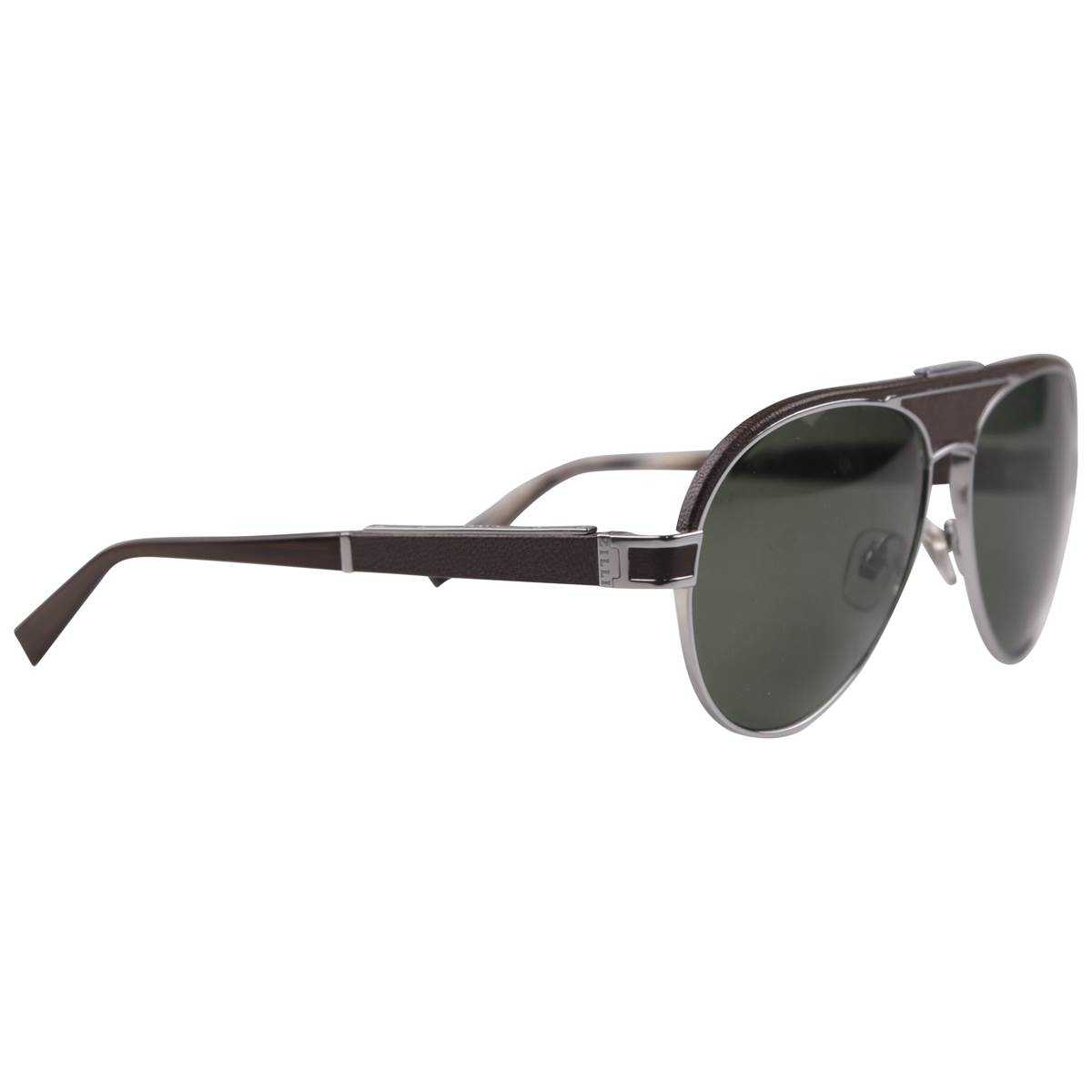 Zilli Zilli Brown Silver Titanium Acetate Inserts Leather Sunglasses Mod. Clark Brown/Silver 001