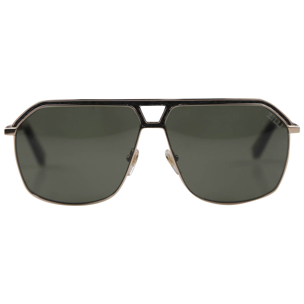 Zilli Zilli Black Gold Titanium Acetate Inserts Leather Sunglasses Mod. Clark Black/Gold 000