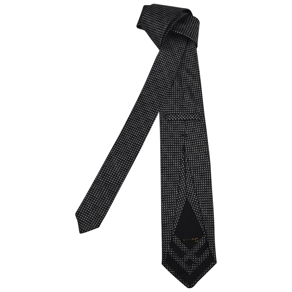 Zilli Black White Silk Tie