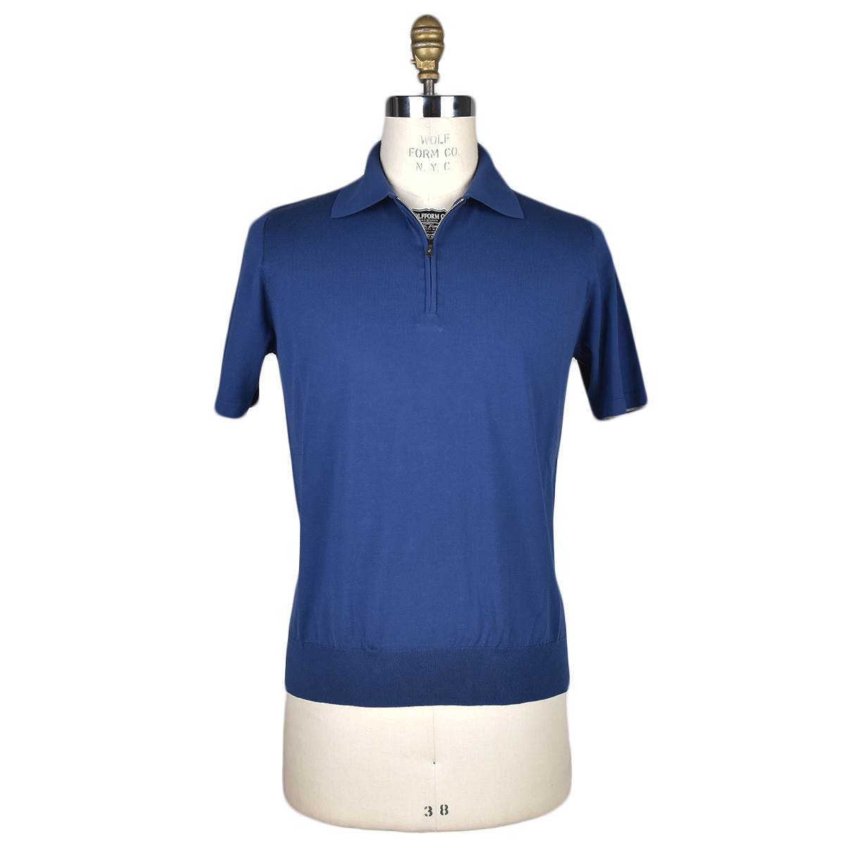 Fioroni Fioroni Blue Cotton Polo Half Zip Blue 000