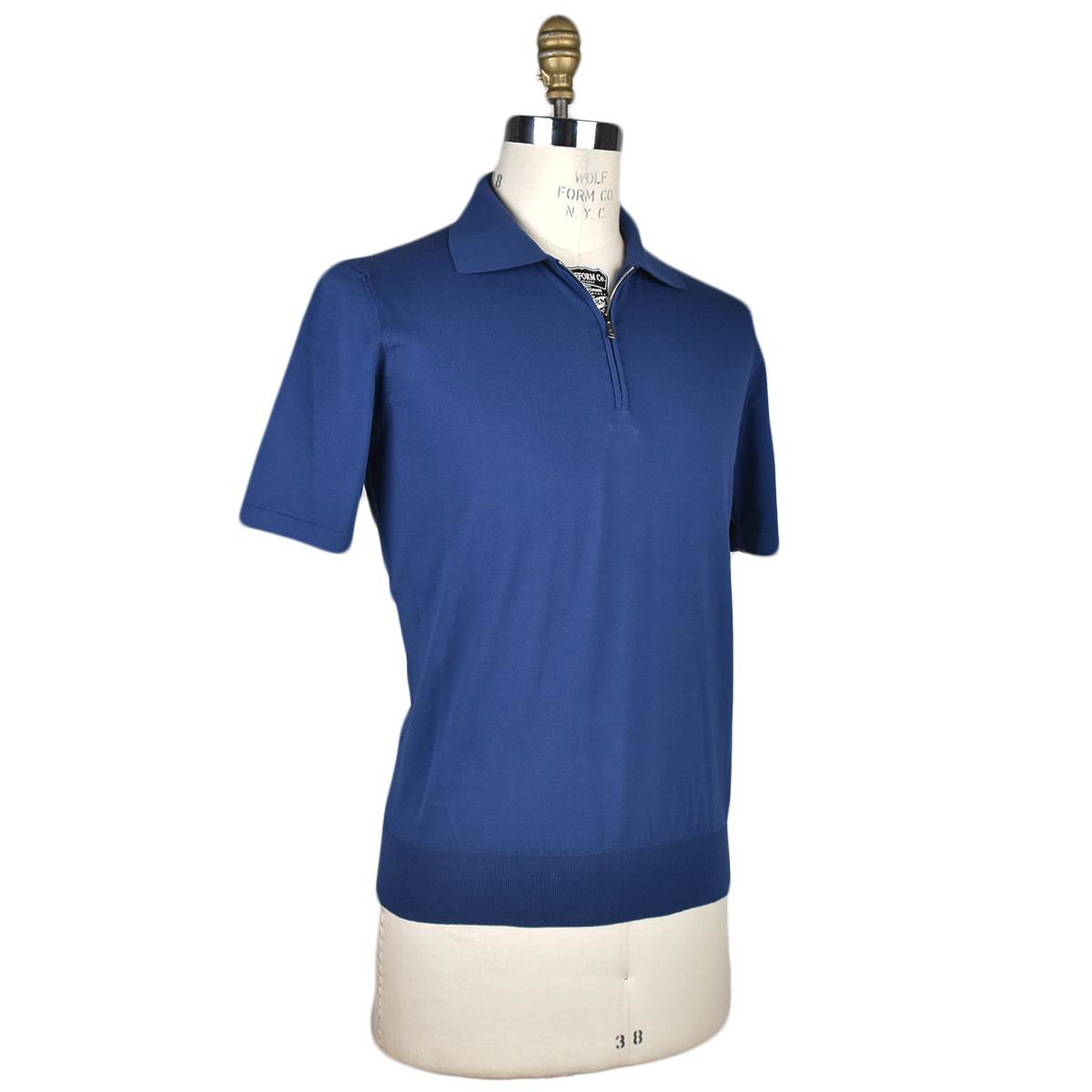 Fioroni Fioroni Blue Cotton Polo Half Zip Blue 001