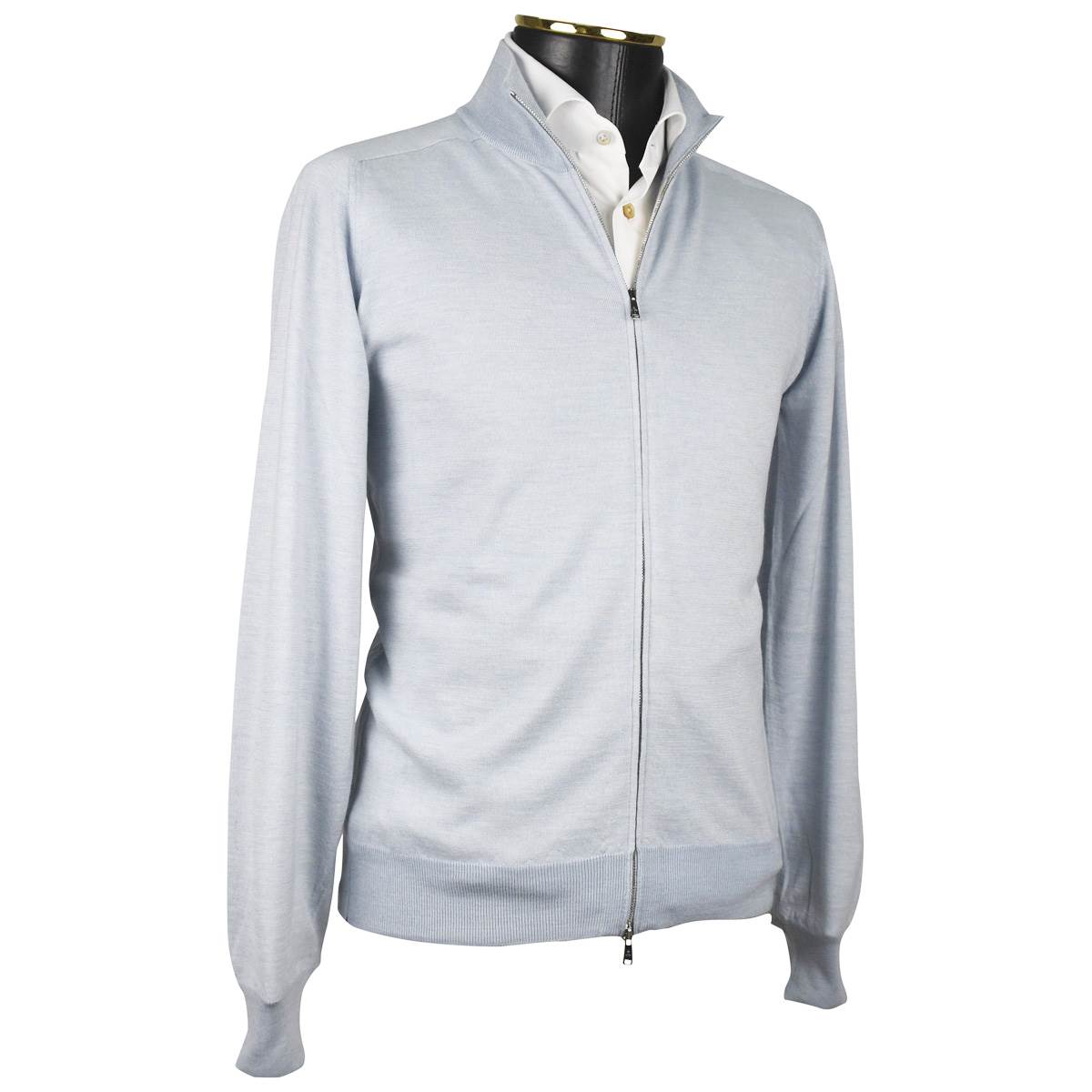 Fioroni Fioroni Light Blue Cashmere Sweater Full Zip Light Blue 001