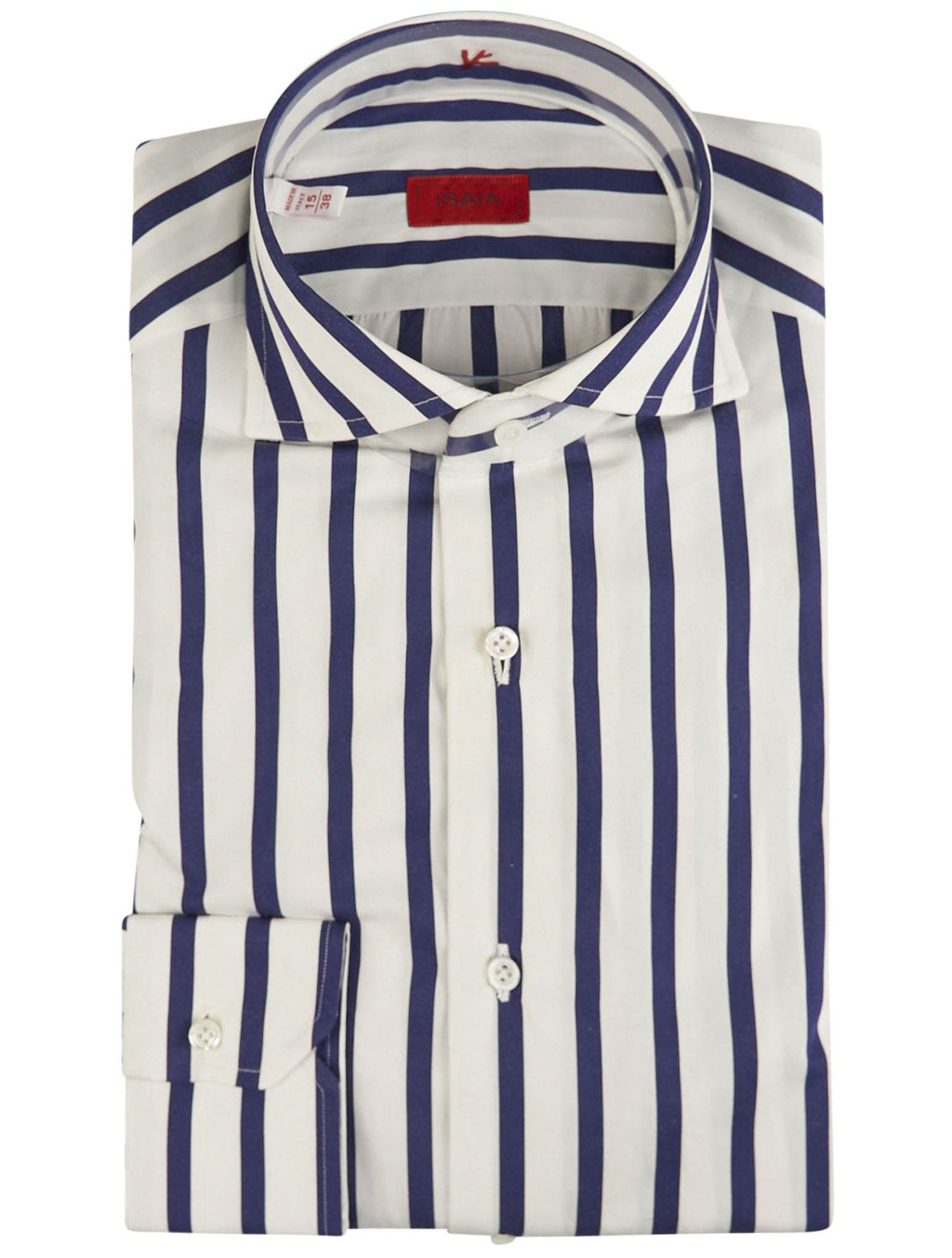 Isaia Blue White Cotton Shirt