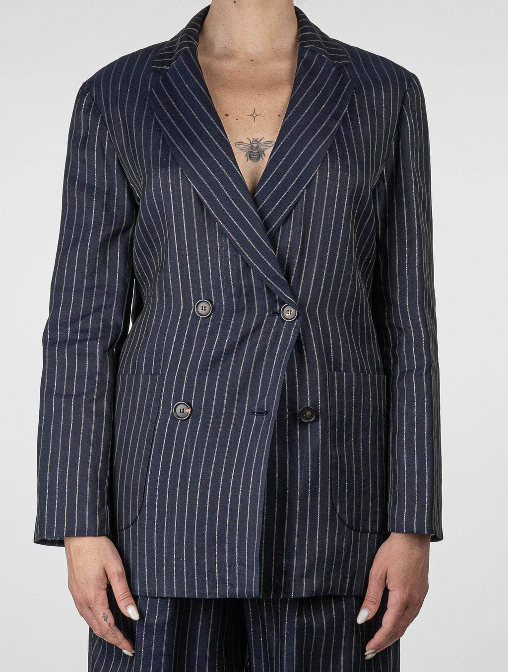 Brunello Cucinelli Brunello Cucinelli Dark Blue Cotton Cupro Ea Blazer Dark Blue 000