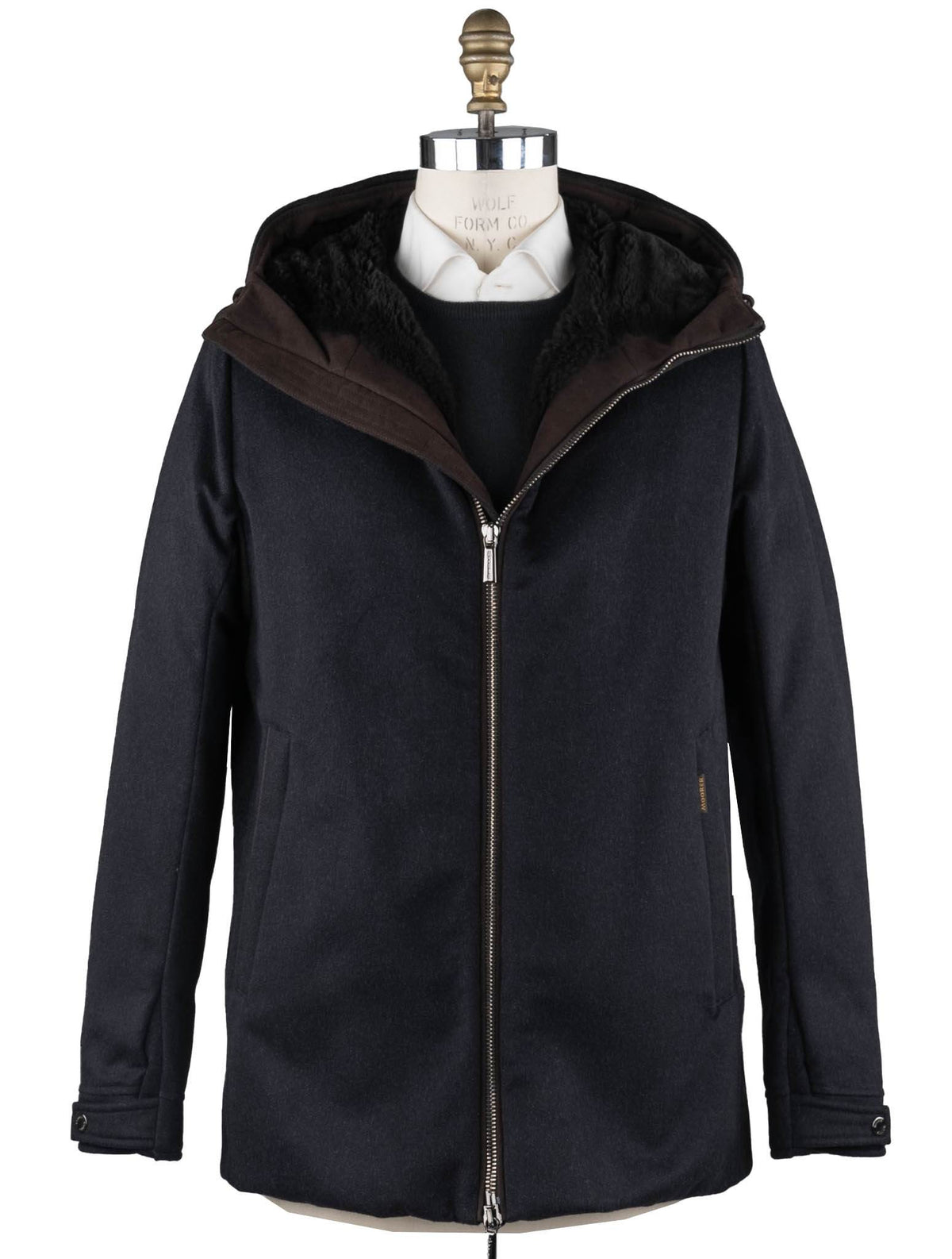 MooRER Blue Brown Cashmere Goat Sheepskin Coat