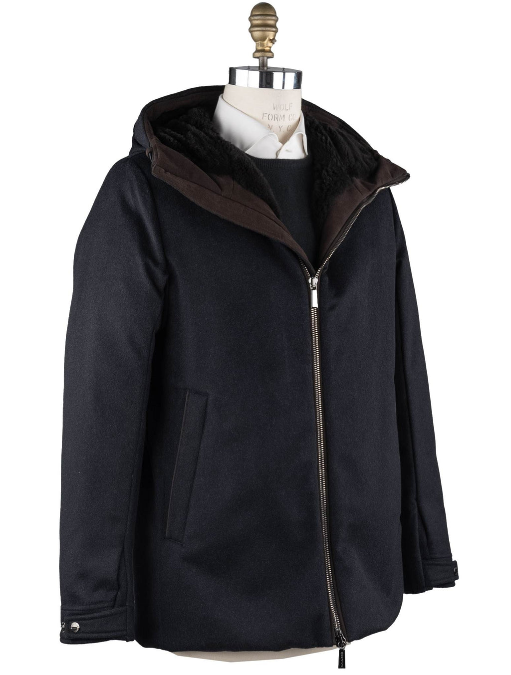 MooRER MooRER Blue Brown Cashmere Goat Sheepskin Coat Blue 001