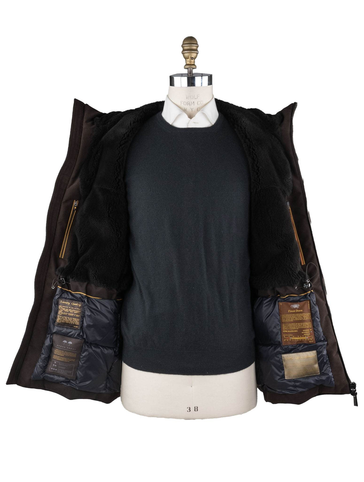 MooRER Blue Brown Cashmere Goat Sheepskin Coat