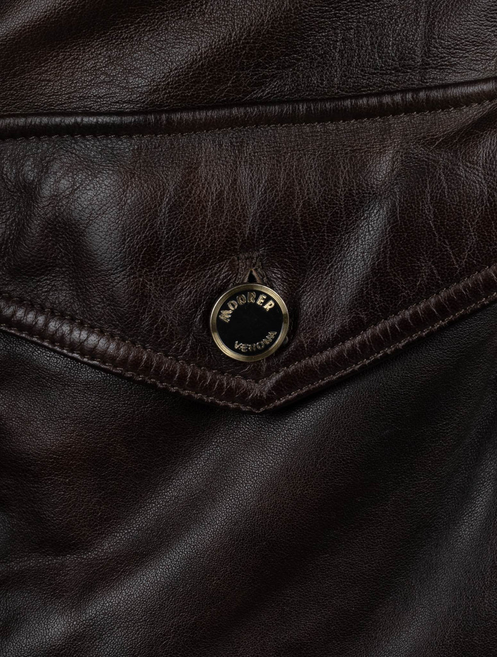 MooRER Brown Leather Goat Sheepskin Collar Coat