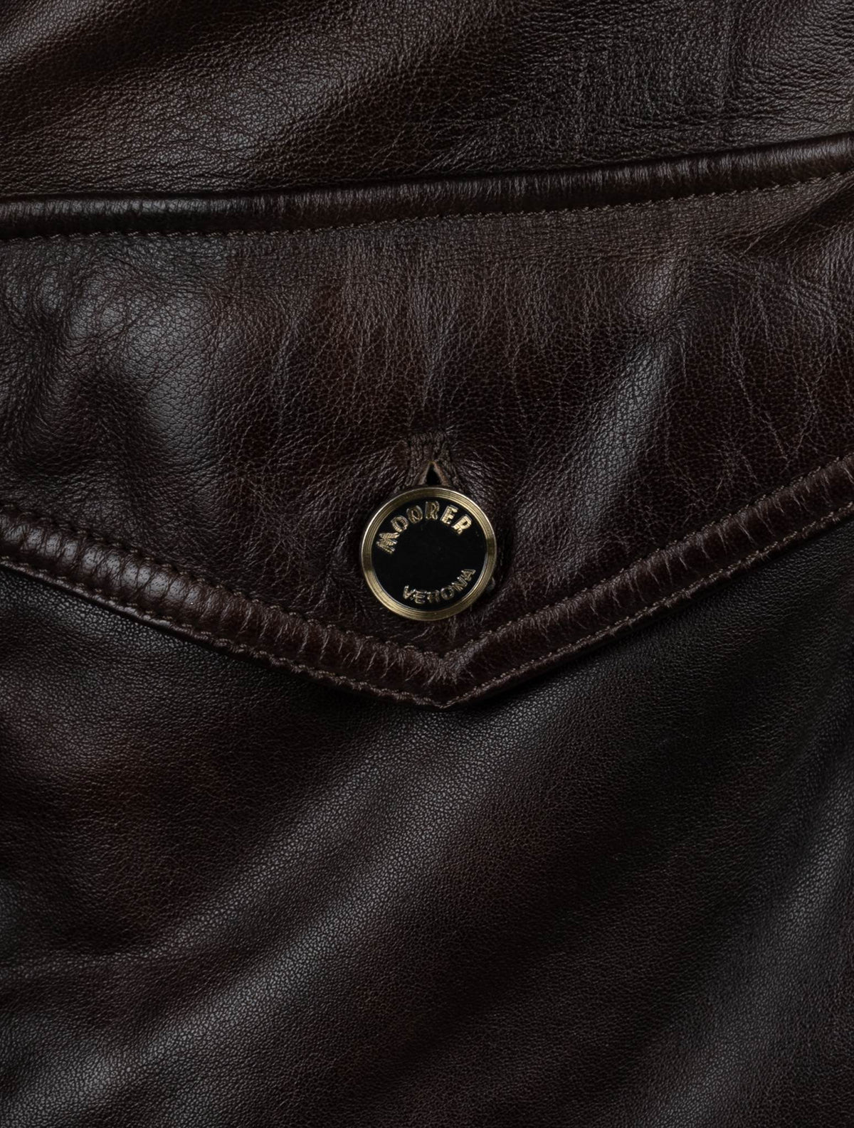 MooRER Brown Leather Goat Sheepskin Collar Coat