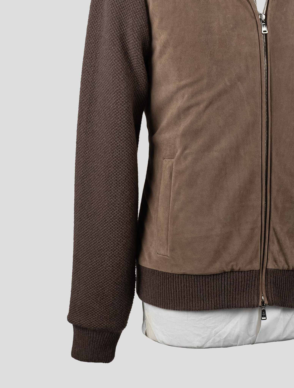 Fioroni Brown Cashmere Leather Suede Coat