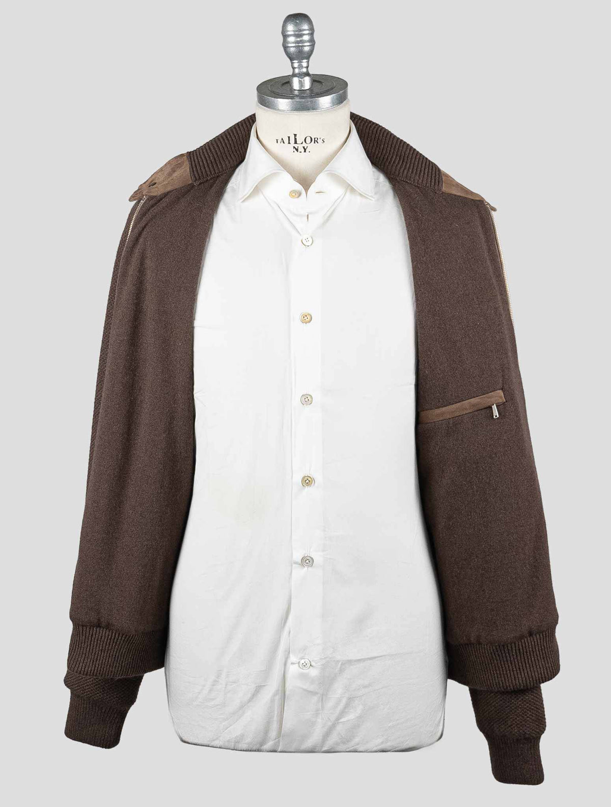 Fioroni Brown Cashmere Leather Suede Coat