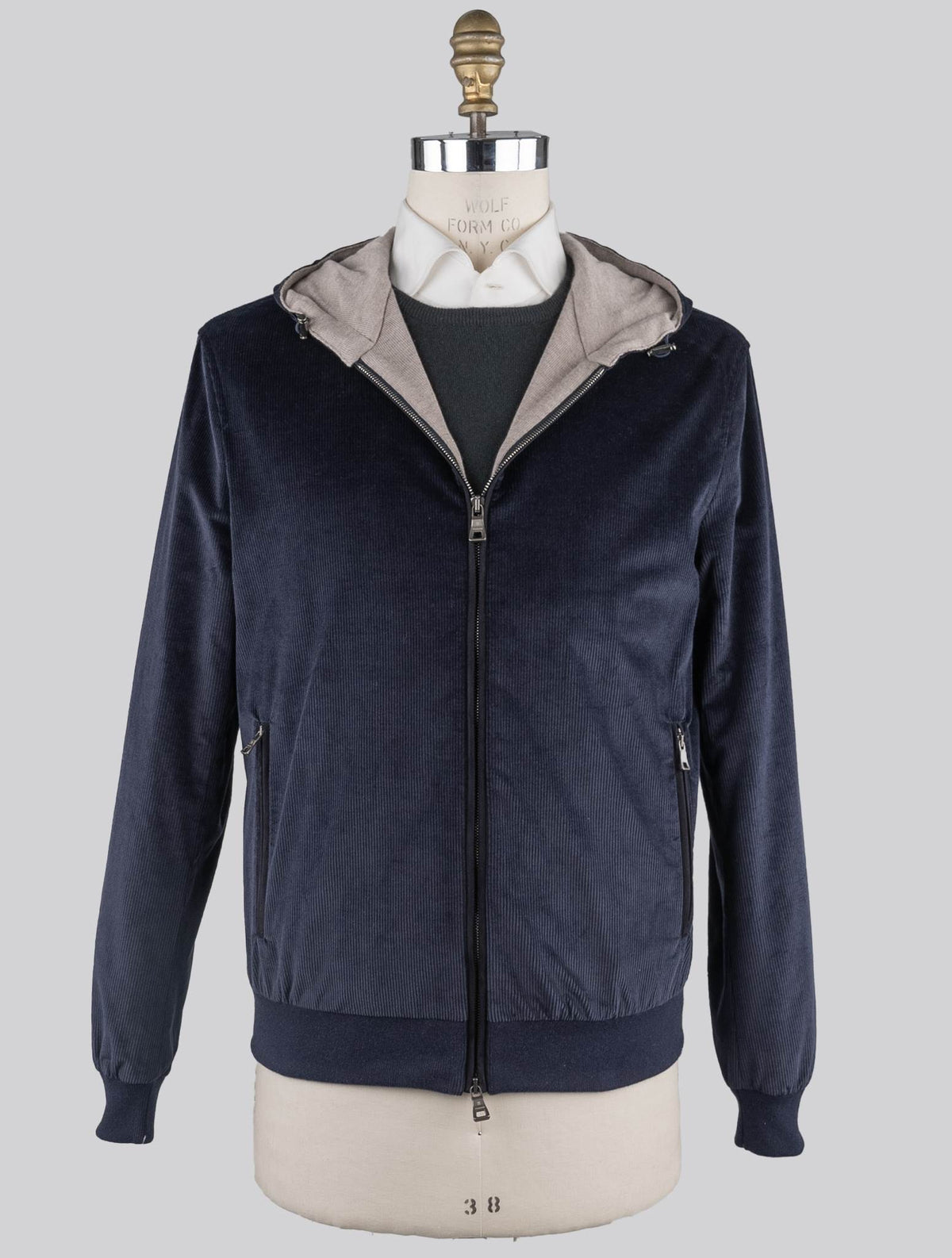 Fioroni Fioroni Blue Cotton Wool Ea Velvet Coat Blue 000