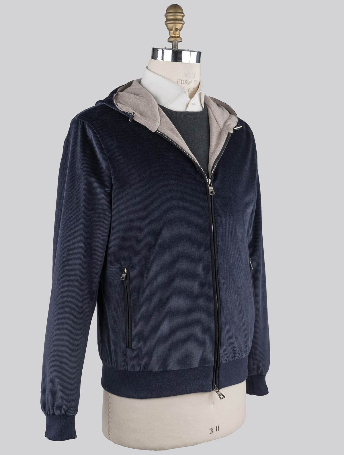 Fioroni Fioroni Blue Cotton Wool Ea Velvet Coat Blue 001