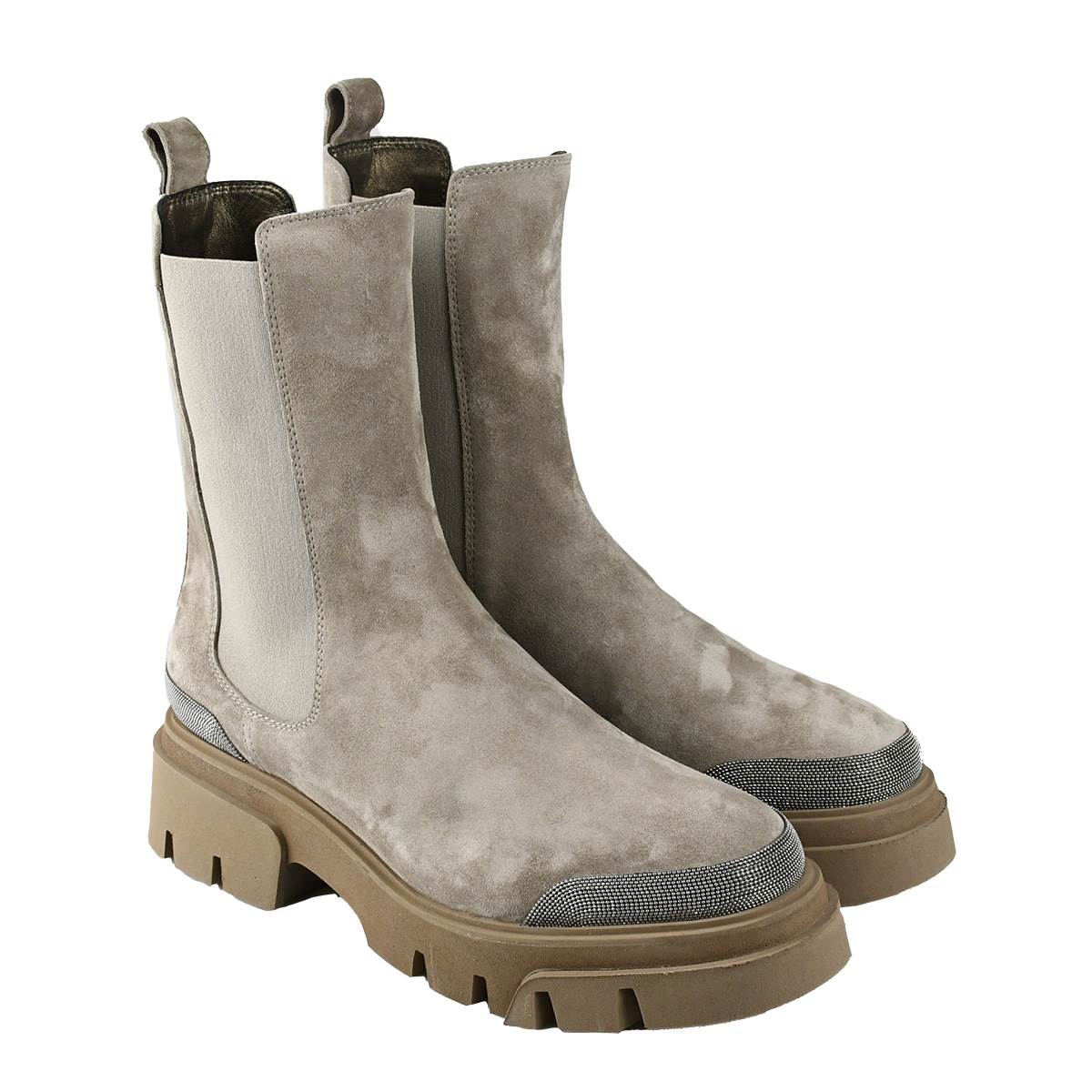 Brunello Cucinelli Brunello Cucinelli Taupe Leather Suede Boots Taupe 000