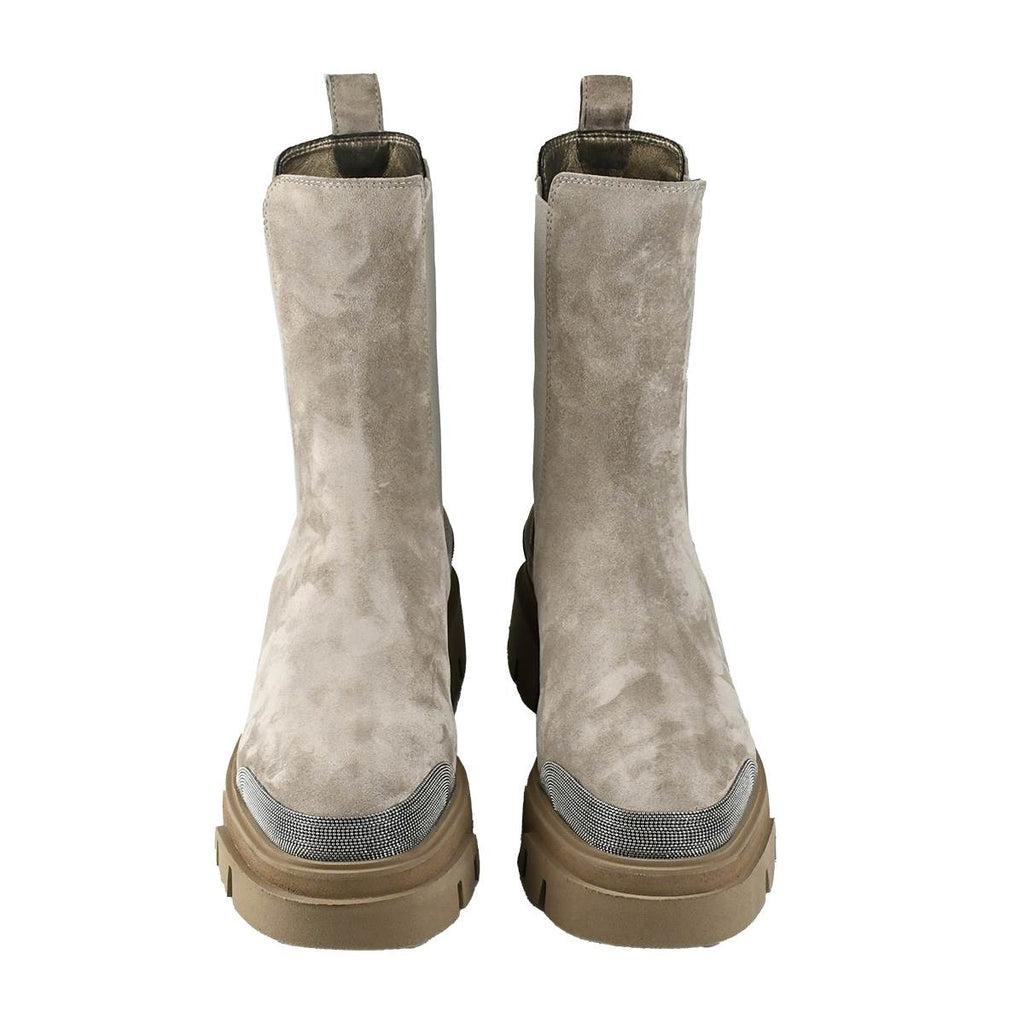 Brunello Cucinelli Brunello Cucinelli Taupe Leather Suede Boots Taupe 001