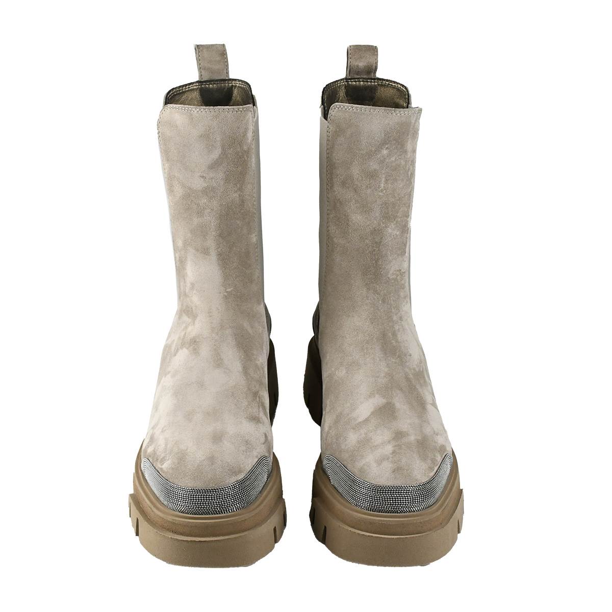 Brunello Cucinelli Brunello Cucinelli Taupe Leather Suede Boots Taupe 001