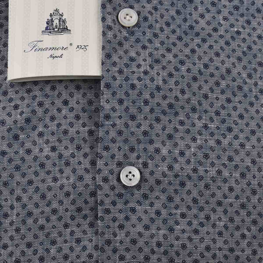 Finamore Blue Cotton Shirt