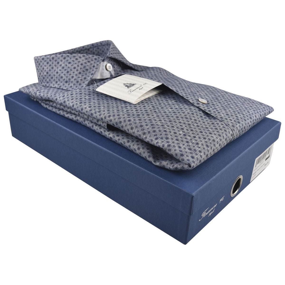 Finamore Blue Cotton Shirt