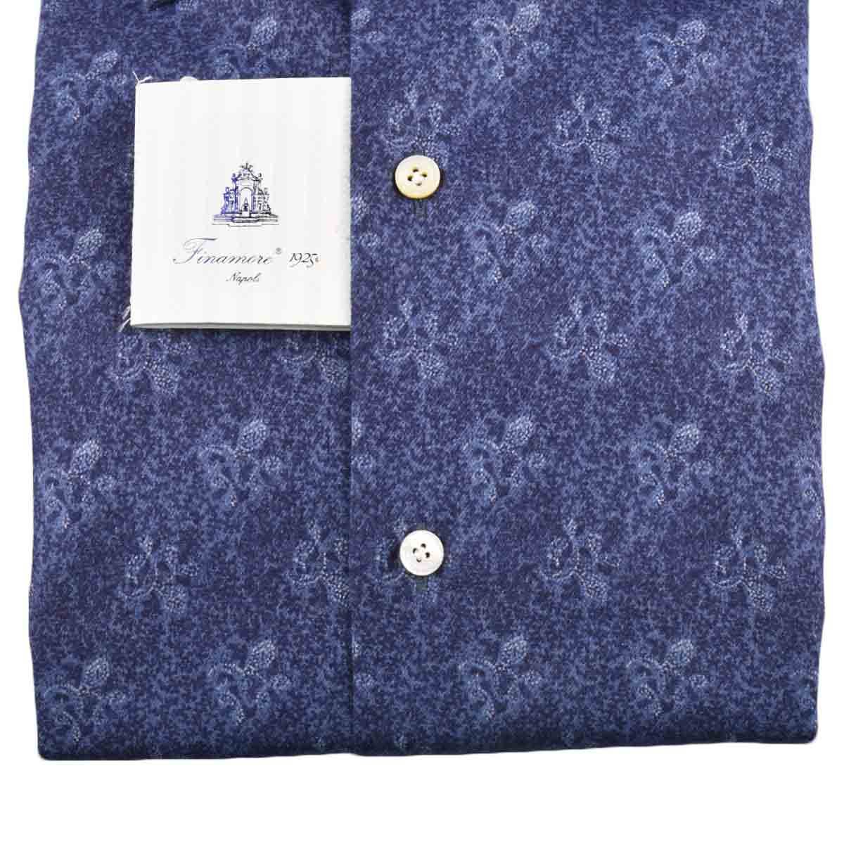 Finamore Blue Cotton Shirt