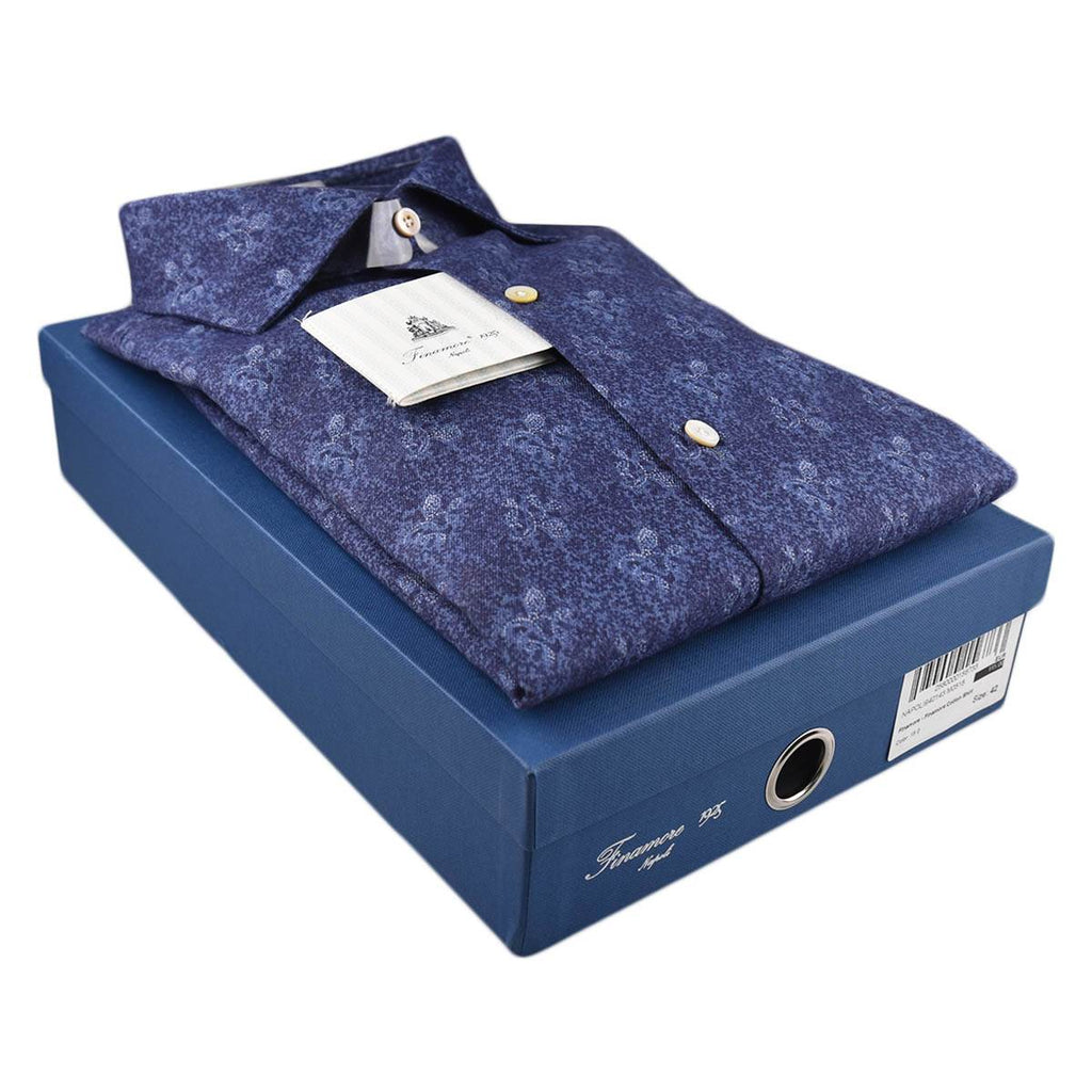 Finamore Blue Cotton Shirt