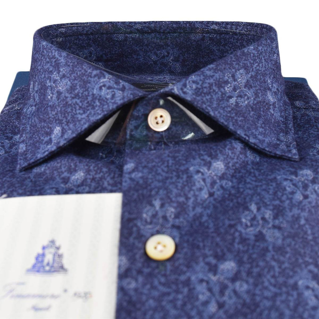 Finamore Blue Cotton Shirt