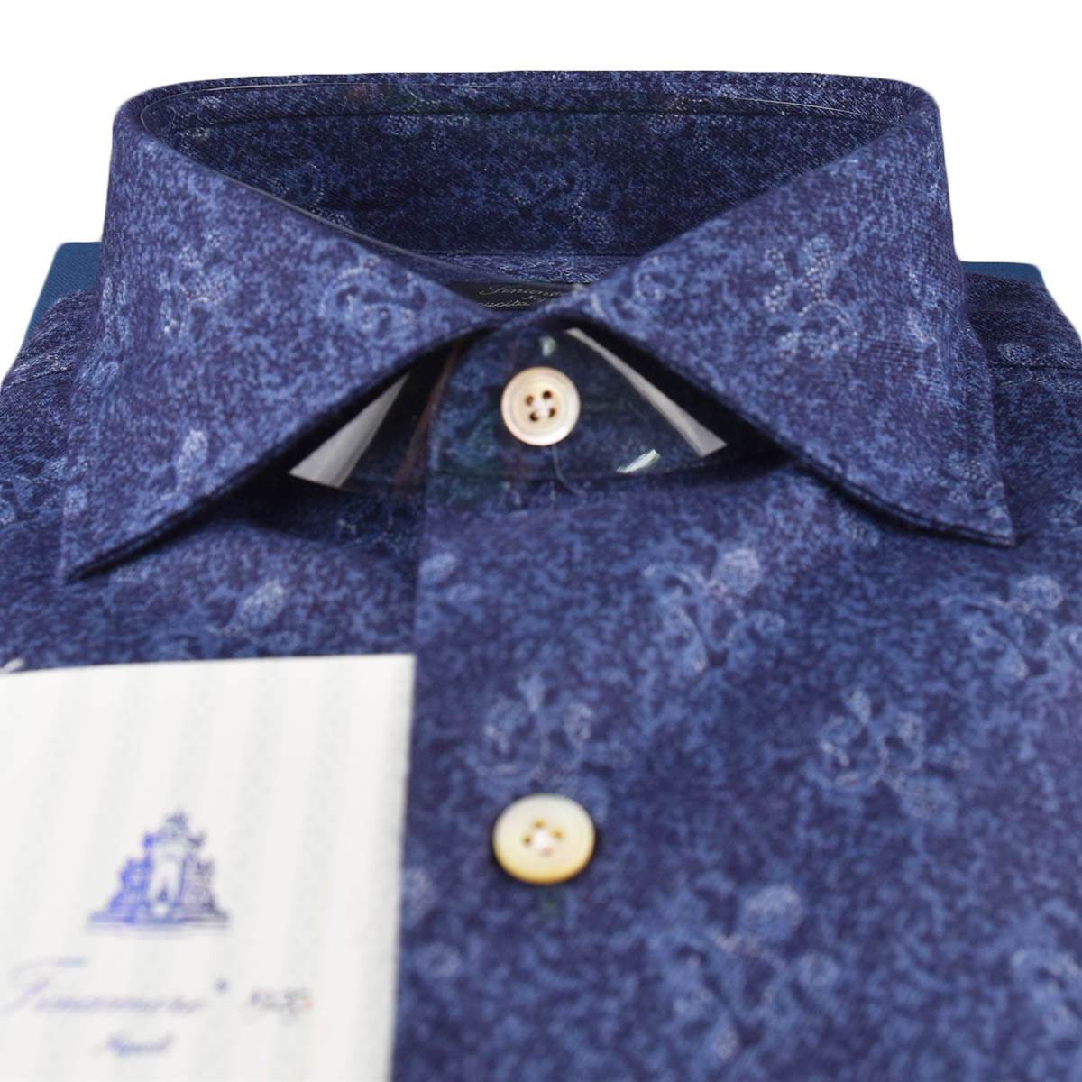 Finamore Blue Cotton Shirt