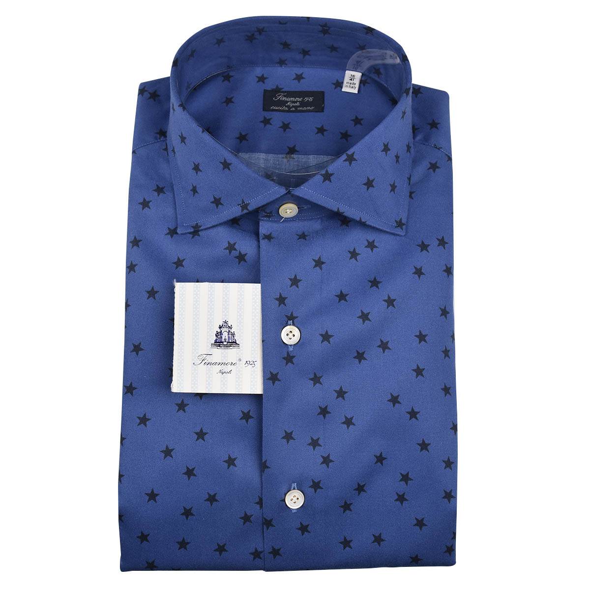 Finamore Finamore Blue Black Cotton Shirt Blue/Black 000