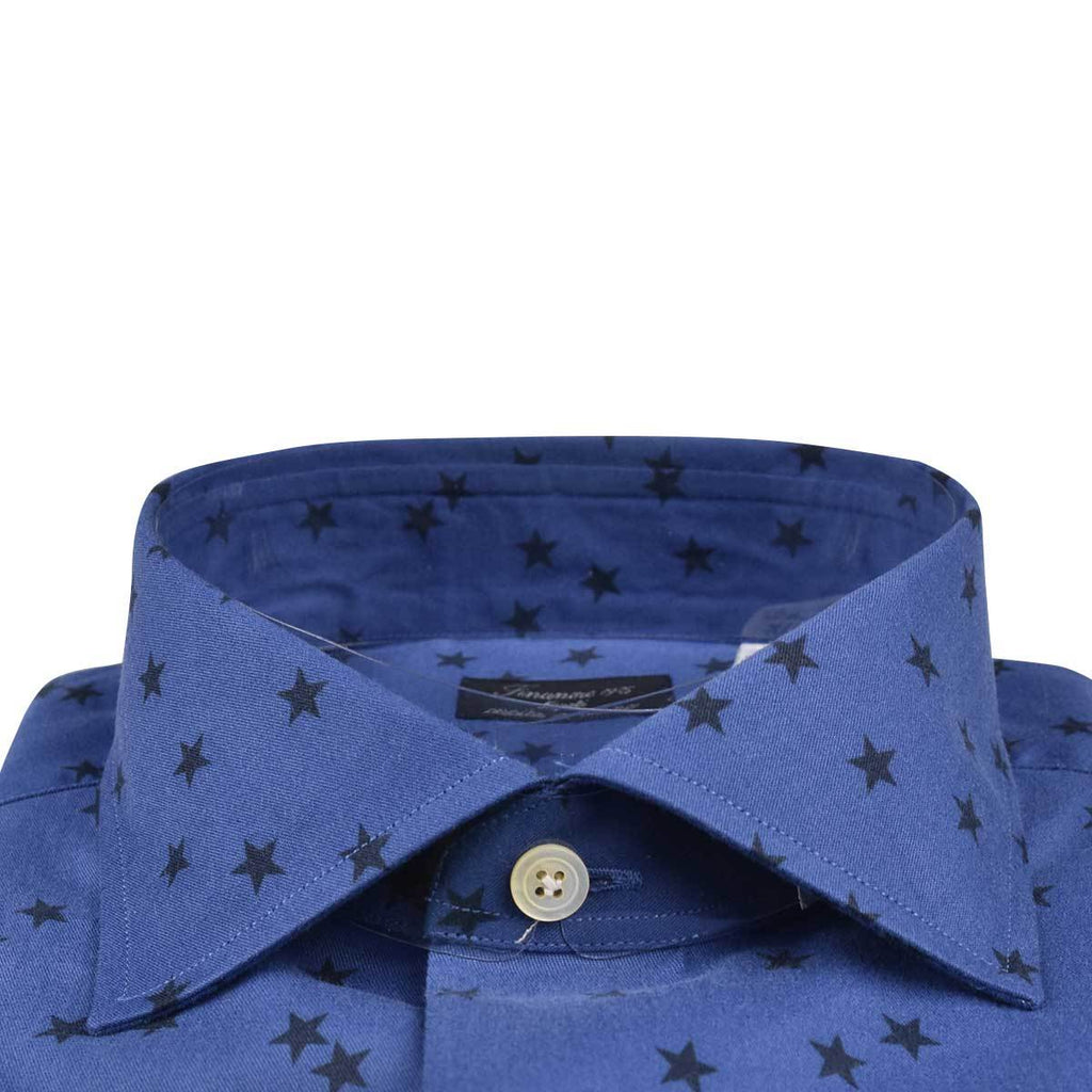 Finamore Finamore Blue Black Cotton Shirt Blue/Black 001