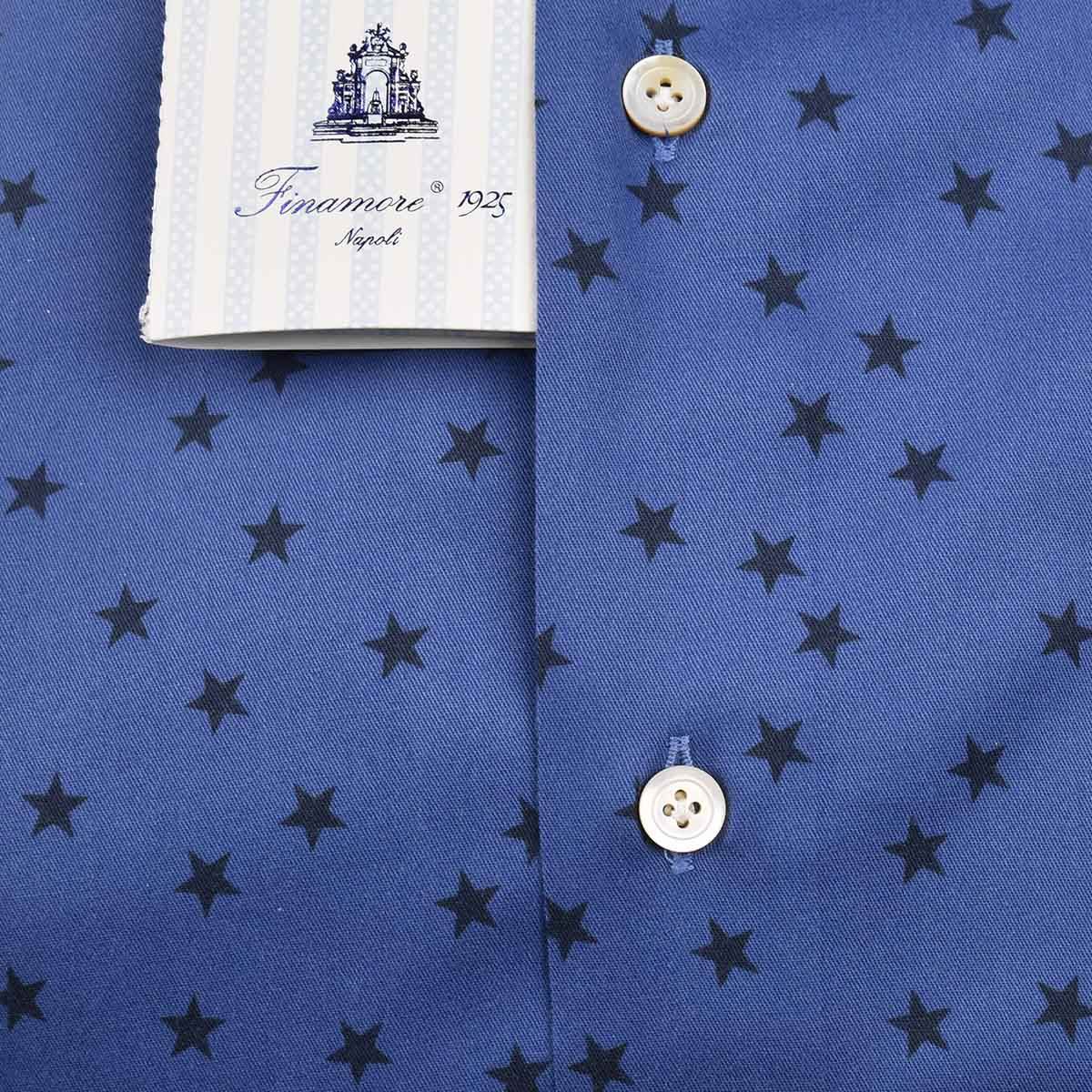 Finamore Blue Black Cotton Shirt