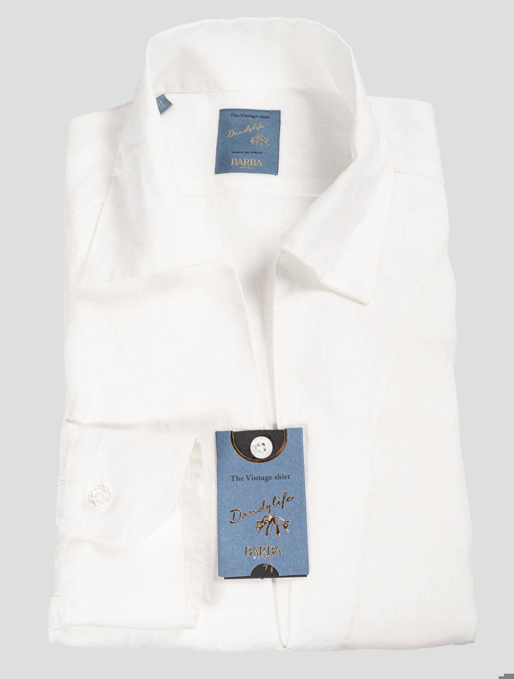 Barba Napoli White Linen Polo Shirt