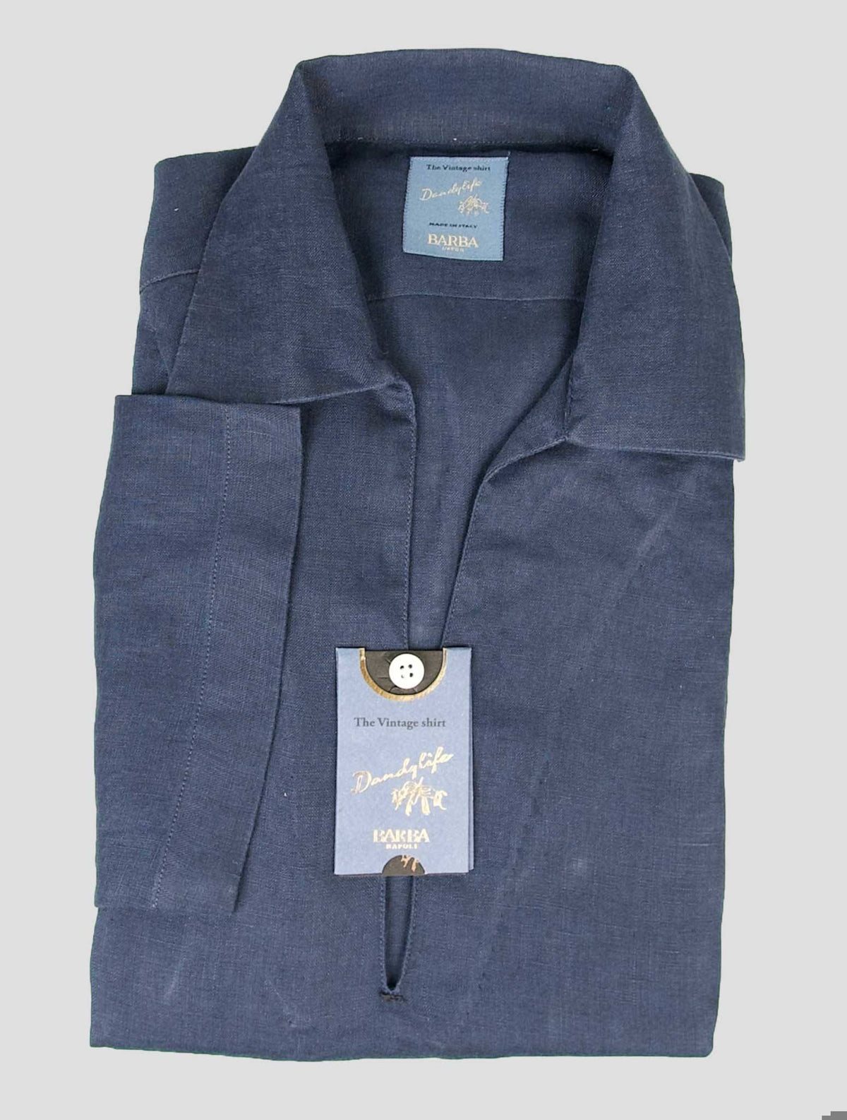 Barba Napoli Barba Napoli Blue Linen Short Sleeve Polo Shirt Blue 000
