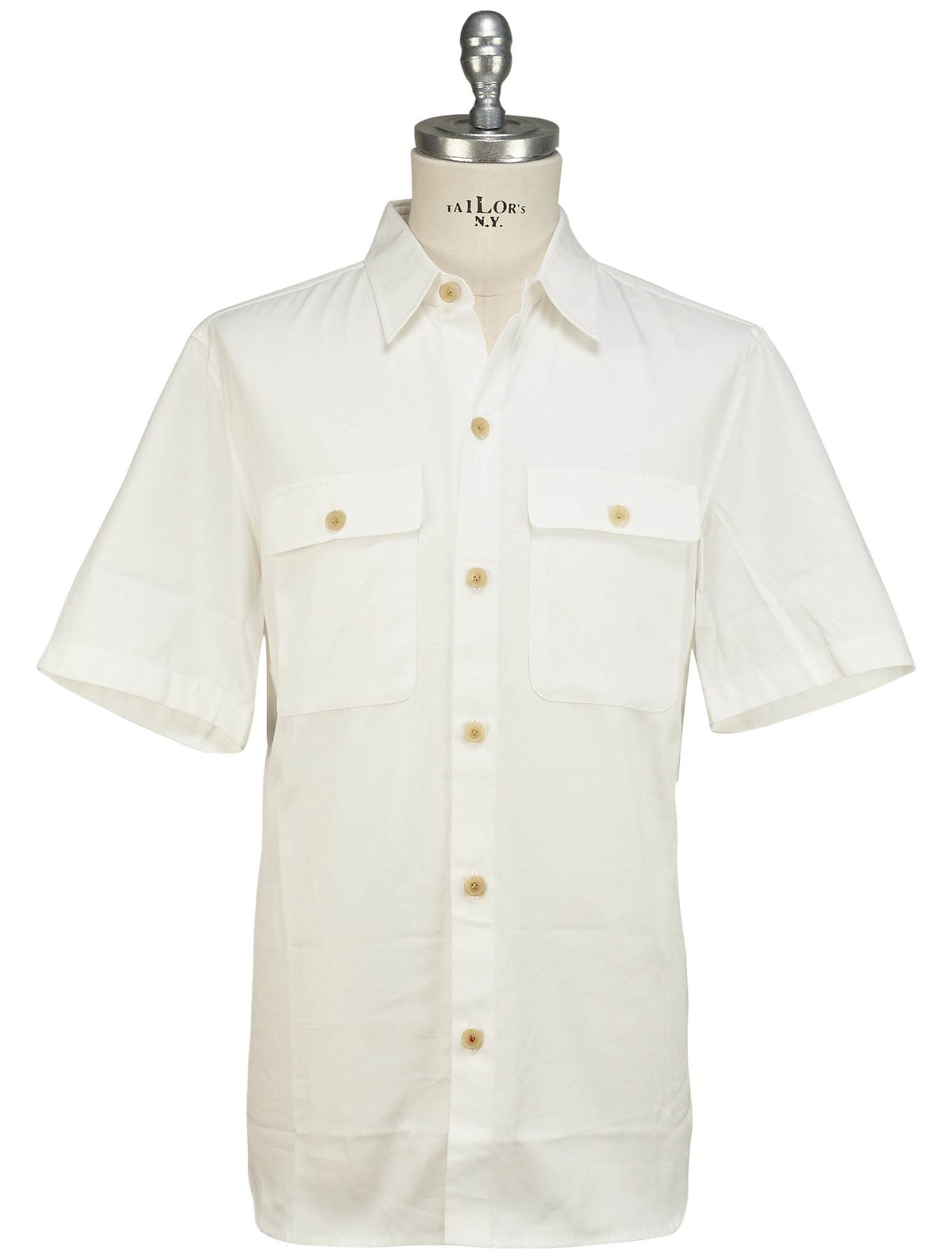 Isaia White Cotton Shirt Short Sleeve