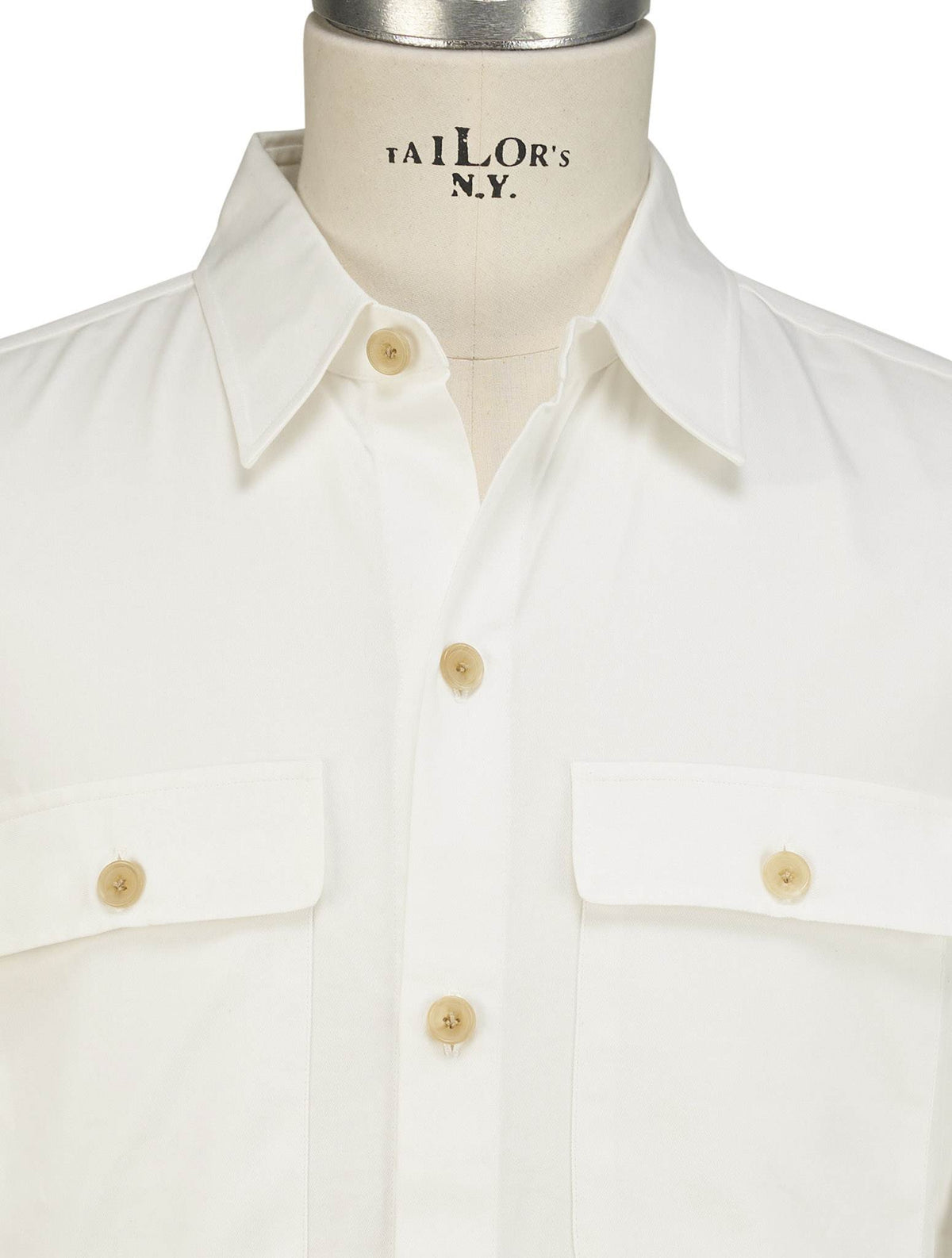 Isaia White Cotton Shirt Short Sleeve