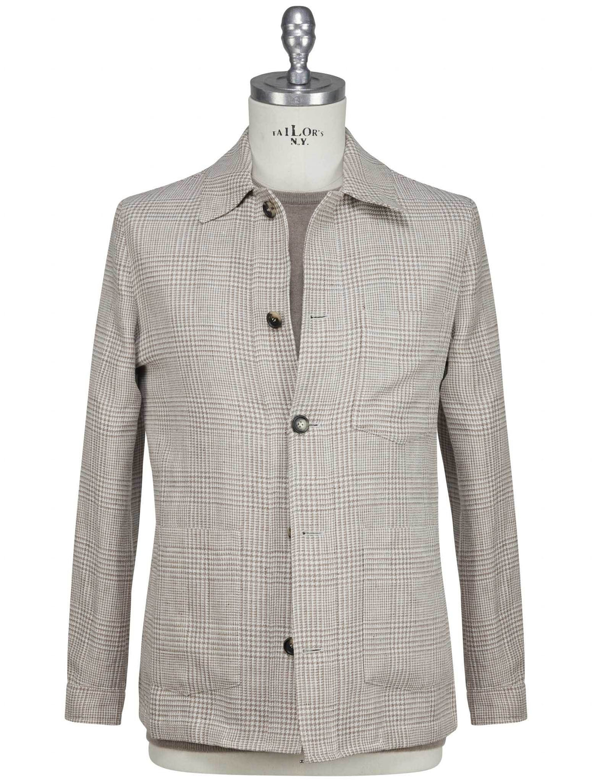 Luigi Borrelli Beige White Linen Virgin Wool Coat