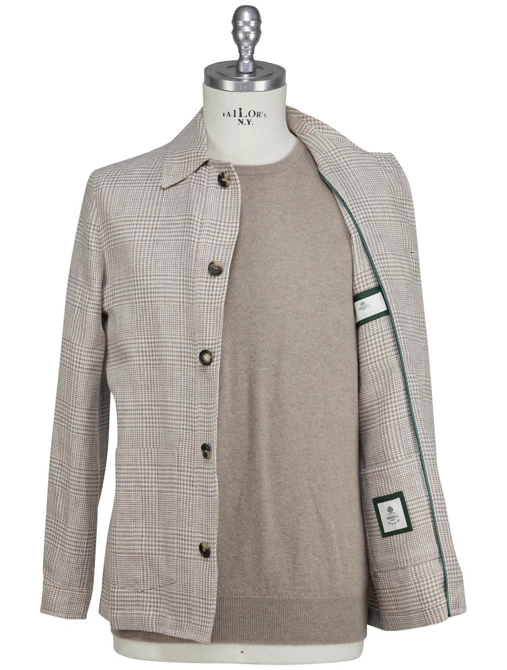 Luigi Borrelli Beige White Linen Virgin Wool Coat