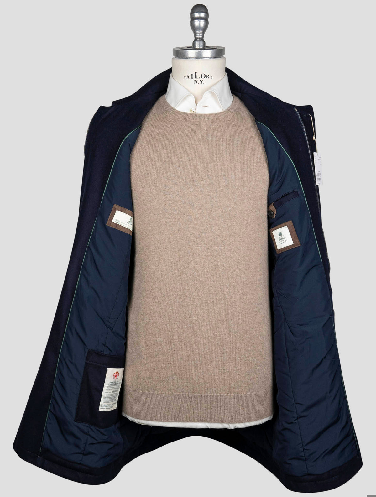 Luigi Borrelli Blue Virgin Wool Overcoat