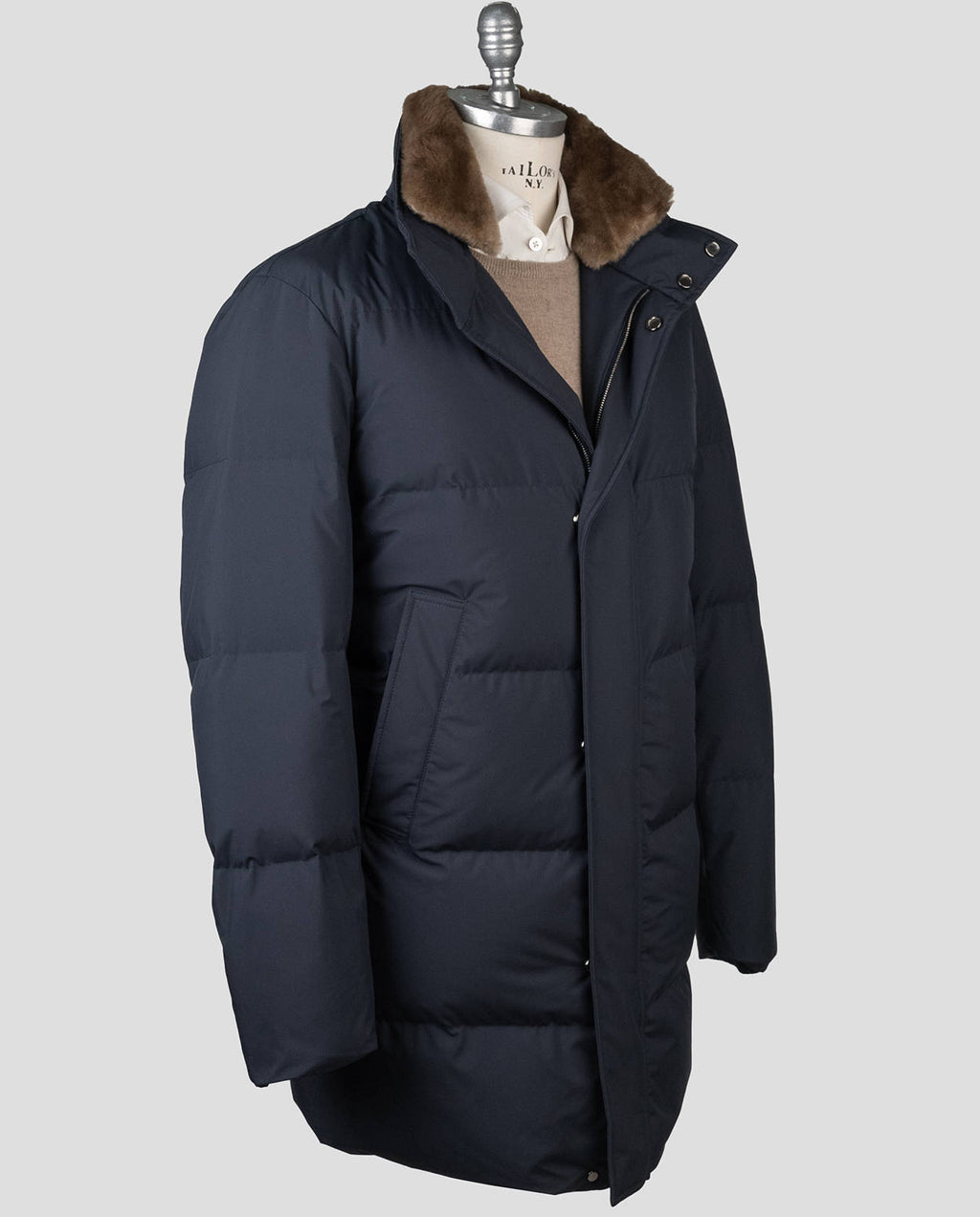 Cesare Attolini Cesare Attolini Blue Navy Pl Beaver Fur Coat Blue Navy 001