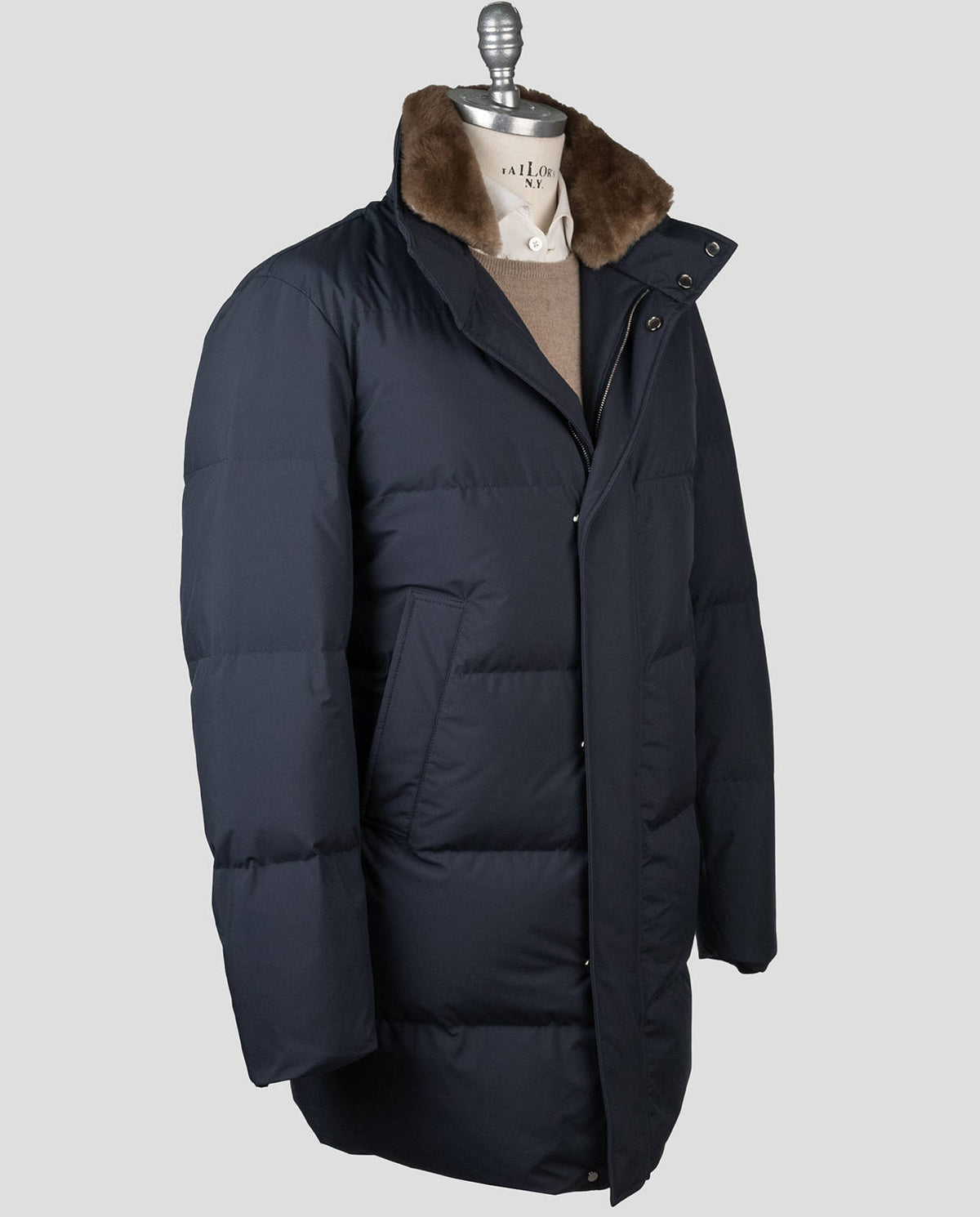 Cesare Attolini Cesare Attolini Blue Navy Pl Beaver Fur Coat Blue Navy 001