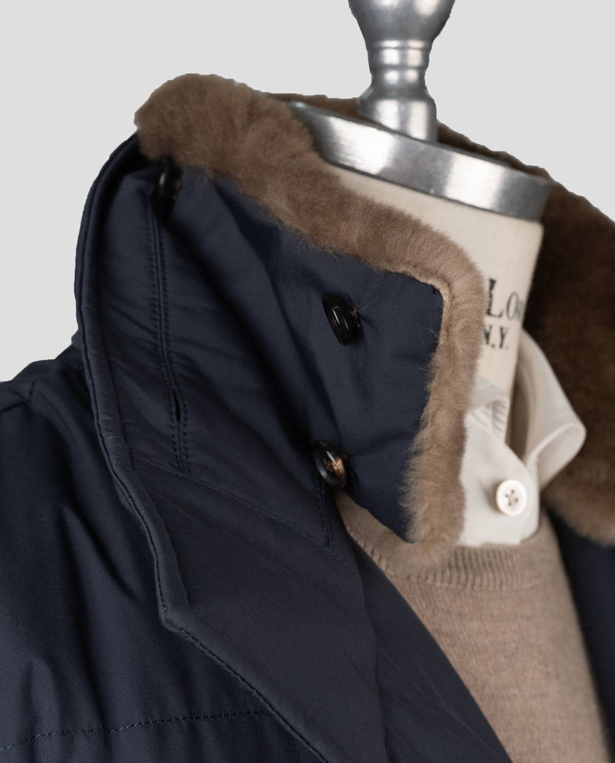 Cesare Attolini Blue Navy Pl Beaver Fur Coat
