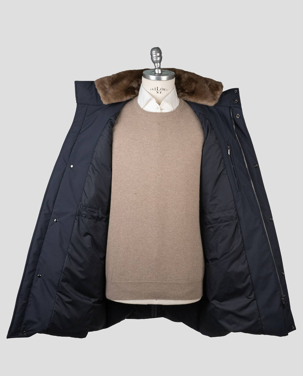 Cesare Attolini Blue Navy Pl Beaver Fur Coat