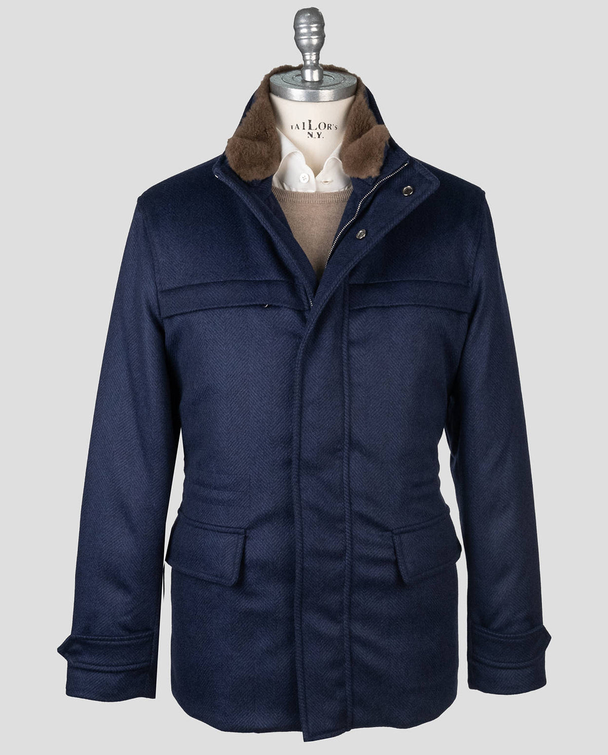 Cesare Attolini Cesare Attolini Blue Cashmere Beaver Fur Coat Blue 000