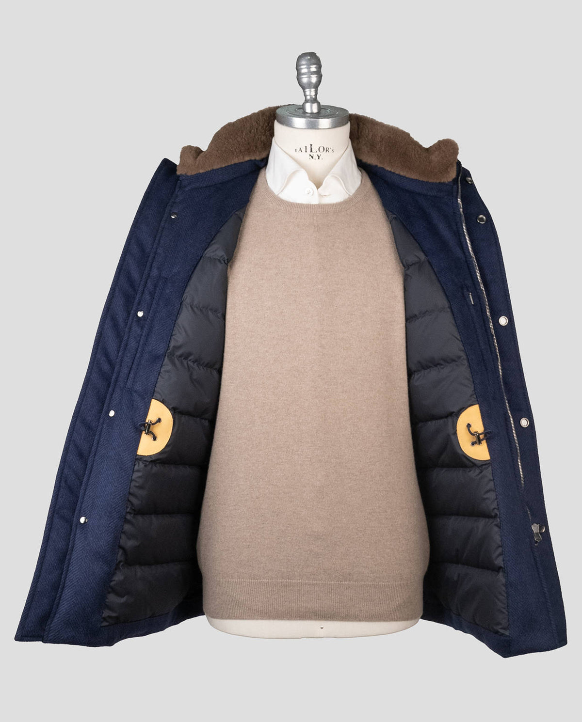 Cesare Attolini Blue Cashmere Beaver Fur Coat
