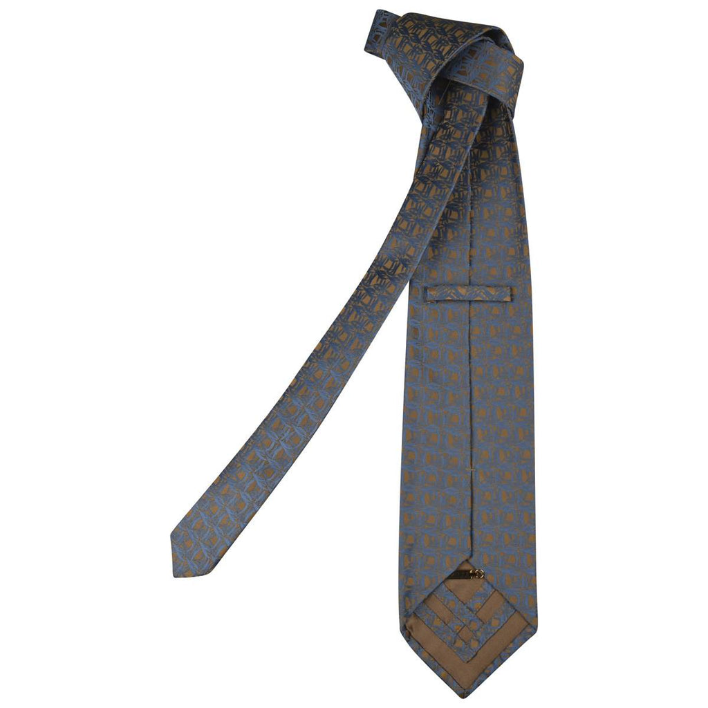 Zilli Light Blue Gold Silk Tie