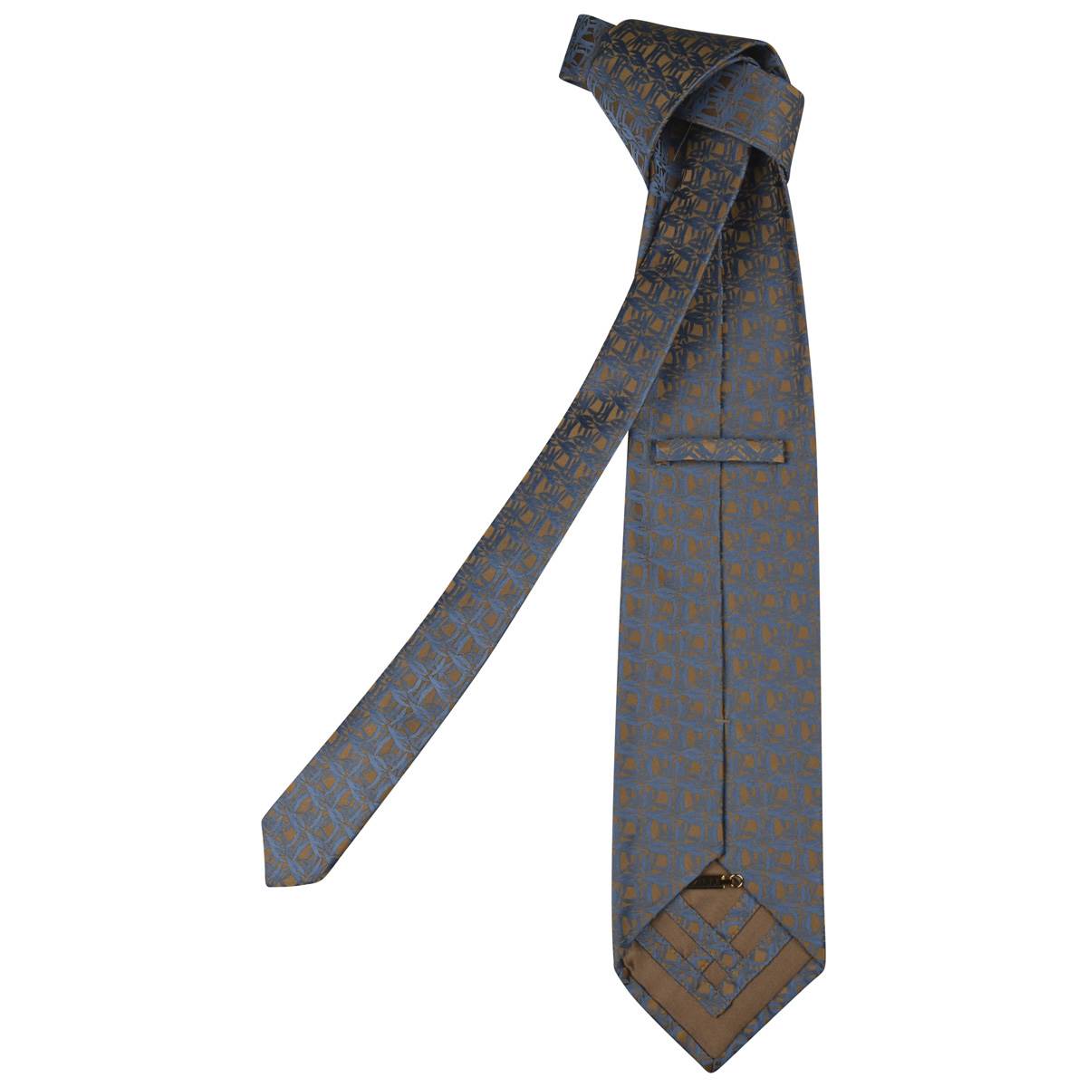 Zilli Light Blue Gold Silk Tie