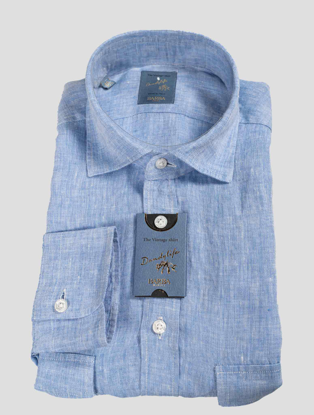 Barba Napoli Light Blue Linen Shirt