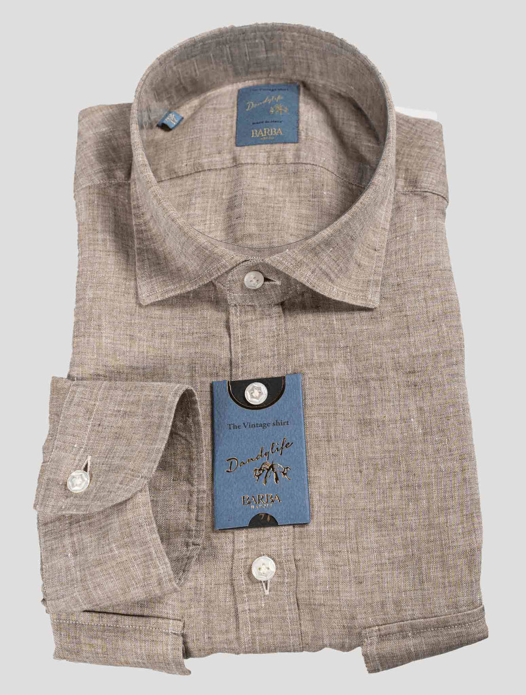 Barba Napoli Beige Linen Shirt