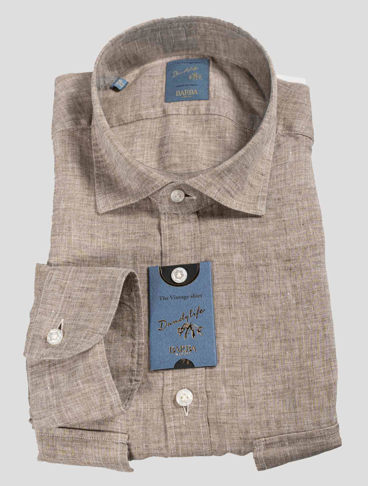 Barba Napoli Beige Linen Shirt